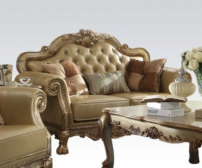 Acme Dresden Loveseat w/ 3 Pillows in Gold Patina 53161