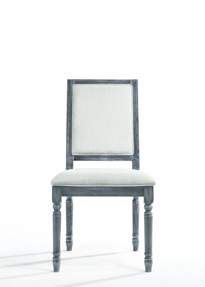 Leventis Cream Linen & Weathered Gray Side Chair