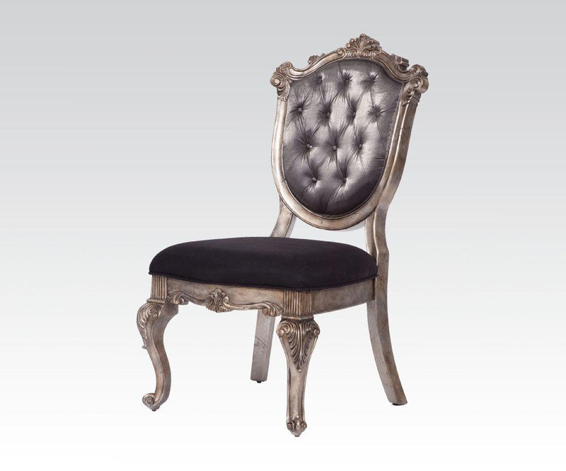 Acme Chantelle Button Tufted Back Seat Dining Side Chair (Set of 2) in Antique Platinum 60542