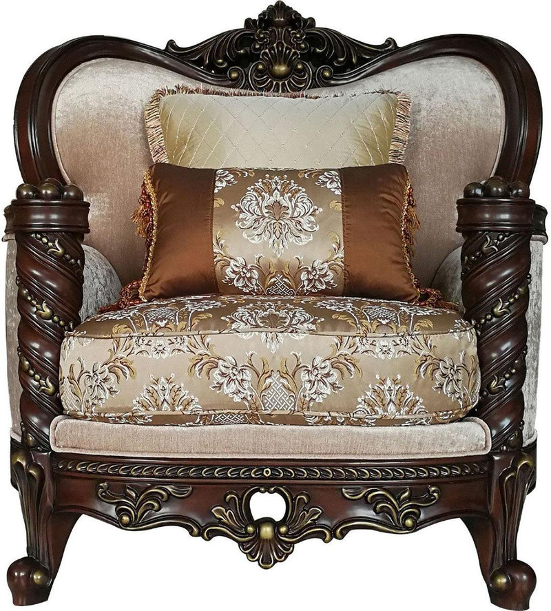 Acme Furniture Devayne Chair with 2 Pillows in Dark Walnut 50687
