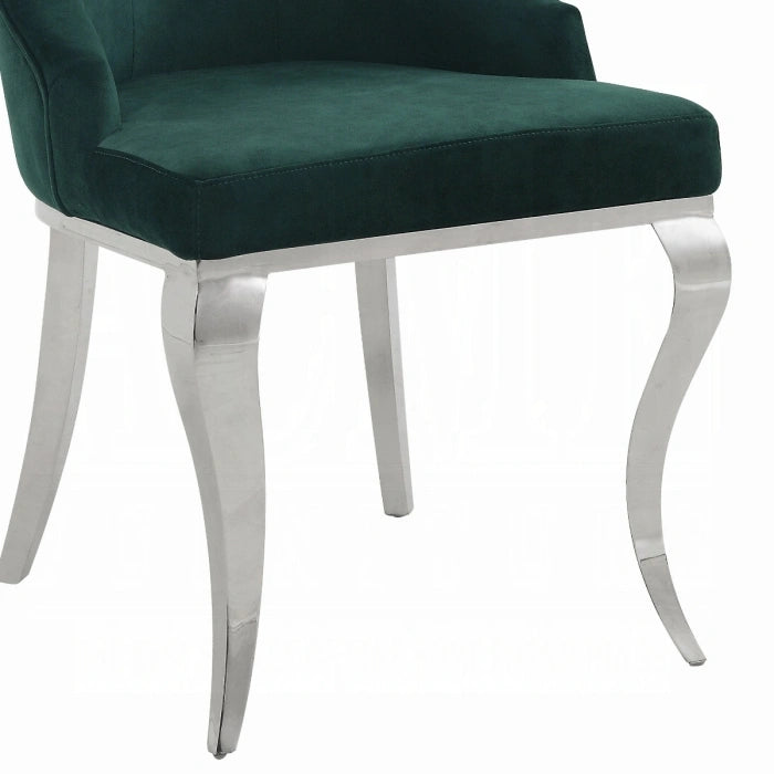 Dekel Green Fabric & Stainless Steel Side Chair